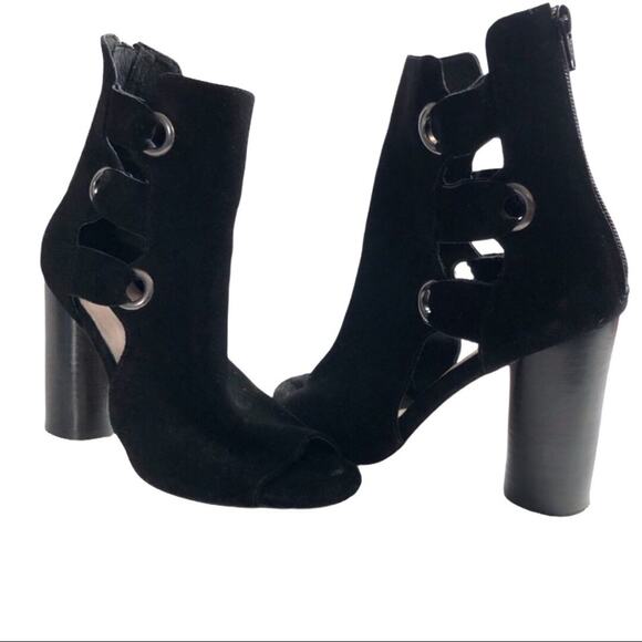 House of Harlow Peep-toe Cutout Stacked Heel Boots - Picture 1 of 4